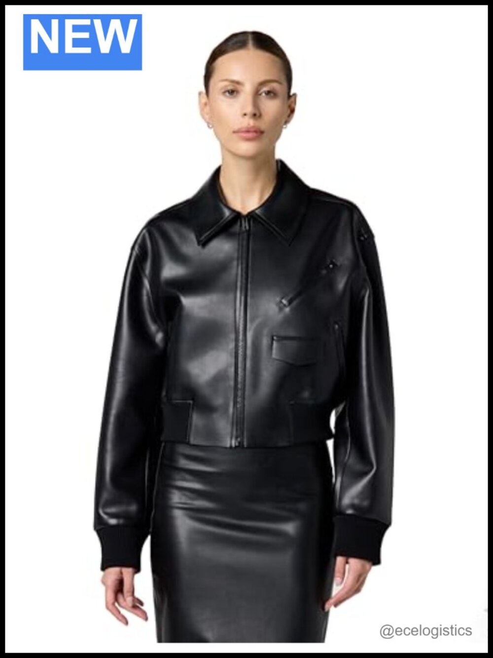 Norma Kamali Cropped Zip Front Jacket 100% Polyurethane
